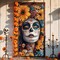 Day of The Dead Door Cover Dia De Los Muertos Backdrop (Gothic) 70"L x 35"W